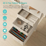 Lufeiya White Computer Desk with File Drawers Cabinet, 55 Inch Home Office Desk with Monitor Stand Shelves, Writing Study Gaming Desks with Led Light Power Outlets for Bedroom, White Lufeiya