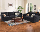 ABCASA Oversized Loveseat Sofa, Modern Modular Sectional Couch Black Fluffy Chenille Mid Century 2-Seat 24.5" Deep Seat for Apartment, Living Room, Bedroom ABCASA