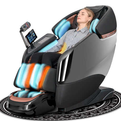 KTENTITO Massage Chair Full Body, 2025 Zero Gravity SL-Track Shiatsu Massage Chairs Recliner with AI Voice, LED Backlight Remote Control, Waist & Calf Heating, Phone Joystick and Holder, G6 Black KTENTITO