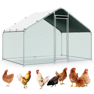 Lyromix 10x6.6FT Large Metal Chicken Run with Roof, Walk-in Poultry Cage Chicken Coop Runs House for Yard with Waterproof Cover, Ducks Rabbits Habitat Cage Spire Shaped Coop