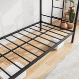VECOCHO Metal Bunk Bed Twin Over Twin with 2- Side Ladder and Full-Length Guardrail，Space-Saving Design/No Box Spring Needed/Noise Free,Black & Vintage Brown VECOCHO