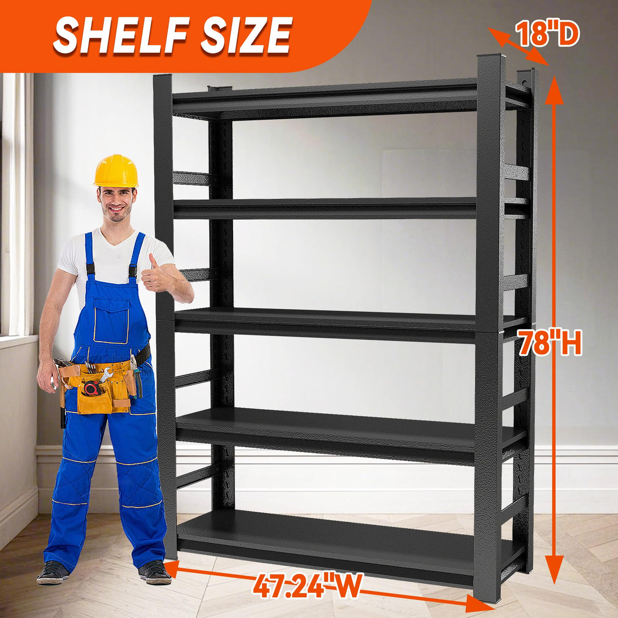 Notmise Garage Shelving Units and Storage, Heavy Duty Storage Shelves Adjustable Tall Shelf Steel Shelving for Industrial, Warehouse, Basement (78" H x 47.24" W x 18" D) Notmise