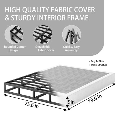 Uliesc King Box Spring, 9 Inch High Profile King Size Box Spring, Strong Metal Frame, Noise Free, Easy Assembly, 3000lbs Weight Capacity