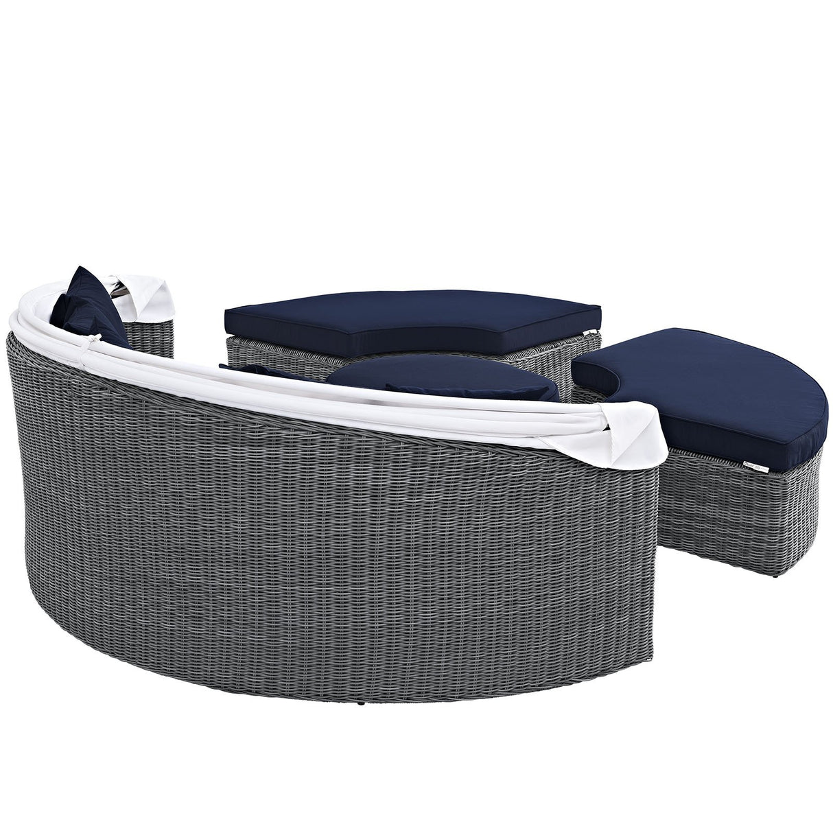 Modway Summon Outdoor Patio Daybed with Canopy and Sunbrella Cushions in Canvas Navy Modway