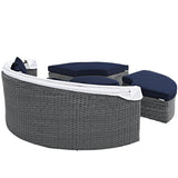 Modway Summon Outdoor Patio Daybed with Canopy and Sunbrella Cushions in Canvas Navy Modway