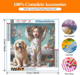 DAZZLEDOTS Diamond Art Kits for Adults, Girl Diamond Painting Kits for Beginner Dog DIY Round 5D Full Drill Diamond Dots Crafts for Home Wall Decor Gifts 13.7x13.7 Inch DAZZLEDOTS