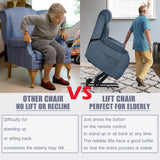 cinkehome Small Power Lift Recliner for Elderly, Lift Chair Recliners, Electric Recliner Chairs for Seniors, Remote Control, Adjustable, Side Pocket (Navy Blue) cinkehome