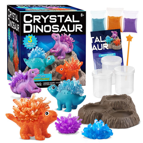 XXTOYS Crystal Growing Kit for Kids - 3 Vibrant Colored Dinosaurs to Grow - Science Kits for Kids Age 6-8, Great Gifts Toys for Boys & Girls 8-12, STEM Projects for Kid XX