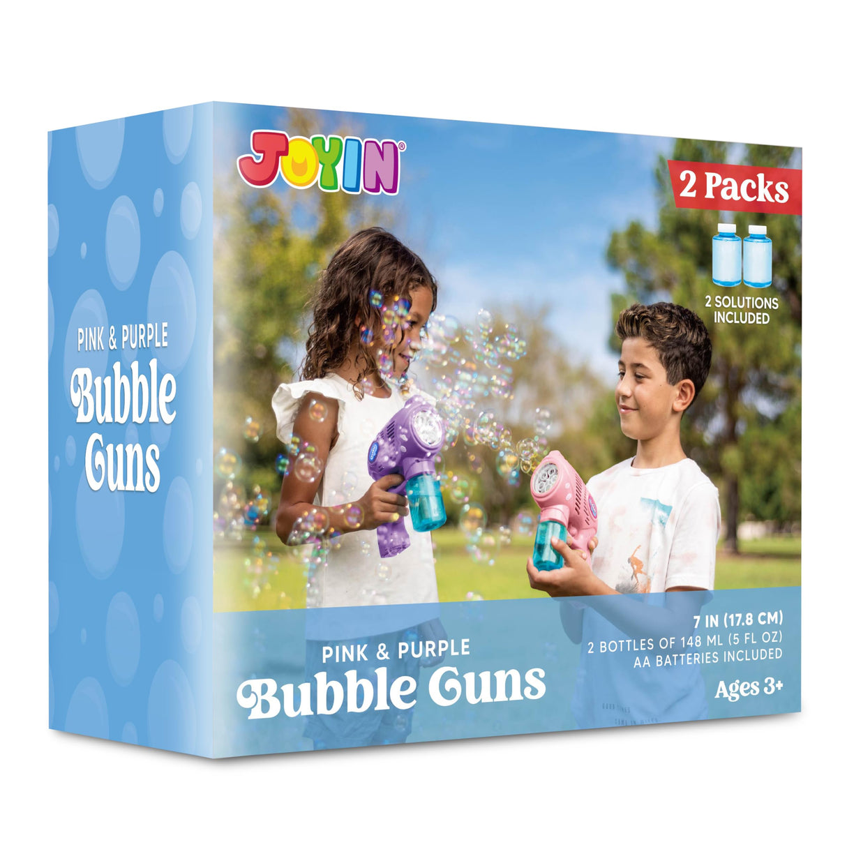 JOYIN 2 Bubble Guns with 2 Bottles Refill Solution, Bubble Machine Gun for Kids, Toddlers, Party Favors, Summer, Outdoors Activity, Wedding, Easter, Birthday Gift JOYIN