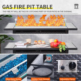 Lviden 6 Pieces Wicker Patio Furniture Sets Outdoor Conversation Set PE Rattan Sectional Sofa Couch with 45" Fire Pit Table and Royal Blue Cushions Lviden