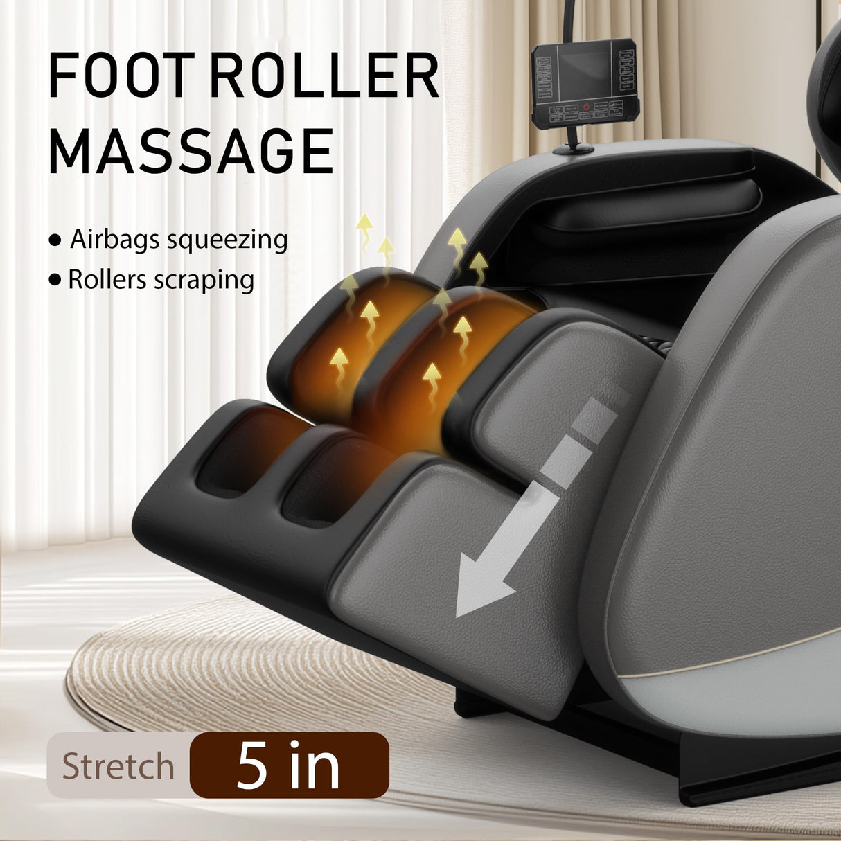 Massage Chair Full Body, Zero Gravity Massage Chair with Auto Modes, Airbag Massage, 6 Fix Point Rollers, Foot Massage, Heating, Touch Screen Controller, Gray Home Relaxation Recliner with Massage Msutree