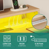 YITAHOME Height Adjustable Electric Standing Desk with Drawers, 48 x 24 Inches Sit Stand Desk with Power Outlets & LED Lights, Electric Desk Stand Up Desk with Monitor Stand, Oak YITAHOME