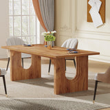 Tribesigns Modern Dining Table for 6 to 8 People, 71" Large Kitchen Dining Table with Wood Pedestal Base, Rectangular Long Dinner Table for Kitchen, Dining Room, Living Room, Rustic Brown Tribesigns