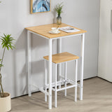 Finnhomy 23.6" Modern High Top Bar Table - Oak Beige & White Cocktail Table for Kitchen and Living Room Finnhomy