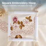 3PCS Square Embroidery Hoops, Plastic Cross Stitch Snap Frames, Square Clip Frames for Embroidery, DIY Sewing Tools for Cross Stitching Quilting (6" x 6", 8" x 8", 11" x 11") Joyibay