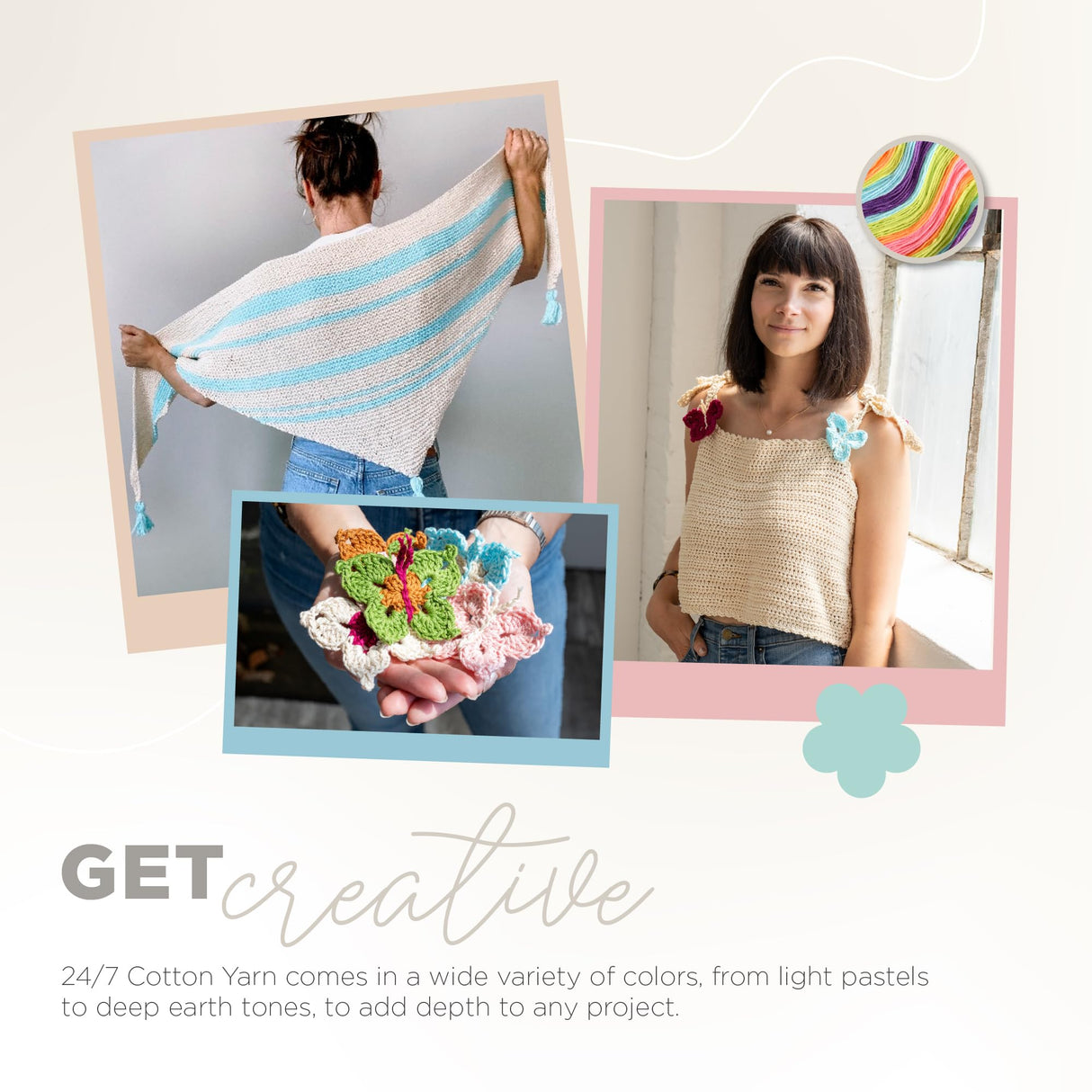 Lion Brand Yarn Lightweight 24/7 Cotton Yarn for Knitting, Crocheting, and Crafts, White, 1 Pack Lion Brand Yarn