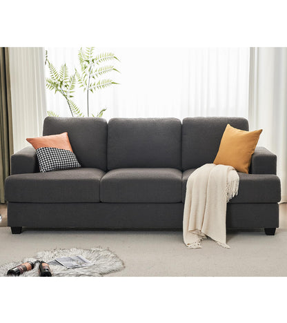 VanAcc 89 inch Sofa, Comfy Sofa Couch with Extra Deep Seats, Modern Sofa- 3 Seater Sofa Couch for Living Room Apartment Lounge, Grey Bouclé