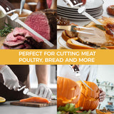 HBN Electric Knife Serrated Edge Blade Knife Set for Carving Meat, Bread, Turkey, Ribs, Fillet and Cheese, Ergonomic Handle + 3 Blades for Raw & Cooked Food (Wood Grain Finish) HBN