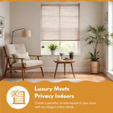 Radiance Cordless Bamboo Roman Shades for Windows - Bamboo Blinds for Semi-Private Light Control - Easy to Lift & Fold Up Window Shades - White - 39" W x 64" L - (2215338E) Radiance