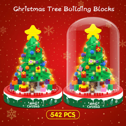 Christmas Tree Building Blocks Toy Building Sets, 542 Pcs Christmas Décor Building Kit with LED Light, Christmas Tree Toy Tabletop Christmas Ornament Xmas Gifts Stocking Stuffers for Kids Adults