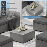 SUNCROWN Outdoor Patio Furniture Set 7 Piece Outdoor Sectional Sofa Grey Wicker Conversation Sofa Set with Coffee Table and Cushions,Dark Grey SUNCROWN