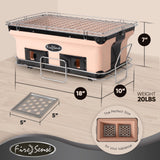 Fire Sense 60450 Yakatori Internal Grates Charcoal Chrome Cooking Grill Japanese Table BBQ Handmade Using Clay Adjustable Ventilation For Outdoor Barbecues Camping Traveling - Large - Tan Fire Sense