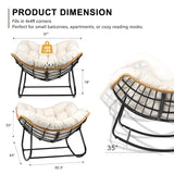 knocetx Rocking Egg Chair, Outdoor Rocking Chair with Thick Cushion, Modern Indoor Outdoor Papasan Rocking Chair, Lounge Rocker for Balcony, Living Room, Bedroom, Porch, Patio, Lawn, Garden (Ivory) knocetx