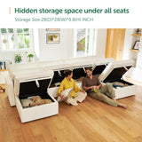 HONBAY Sectional Couch with Storage Seats, Modular Sectional Sofa with Storage Ottoman, U Shaped Sectional Couches for Living Room,Beige HONBAY