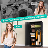 Metal Wardrobe Cabinet with Lock,72" Armoire Closet with Hanging Rod,Lockable Storage Locker,Black Storage Cabinet with Locking Doors,Garage Closet,Steel Wardrobe for Home,Bedroom,Office,Employee,Shop SISESOL