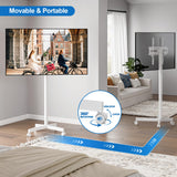 HOLMAXD Mobile TV Cart Rolling TV Stand for 23-65 Inch Screen Outdoor TV up to 110 lbs, Height Adjustable Portable TV Cart with Wheels and Tilt Mount, Outdoor TV Stand Mount, Max VESA 400x400mm, White HOLMAXD