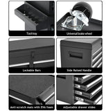 SumKea Tool Box with Wheels, 5 Drawer Rolling Tool Chest, Tool Box for Garage with and Side Handles Detachable Storage Cabinet Rolling Tool Box, for Garage Workshop, Black SumKea