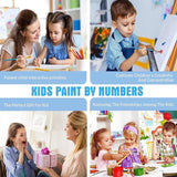 KOJEFCV 4 Pack Cartoon Paint by Number for Kids with Wooden Frame-Paint by Numbers for Kids Ages 4-8-12, DIY Paints with Numbers Easy Acrylic Oil Painting Kits for Home Wall Decor (8X8inch) KOJEFCV