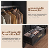 LCAOPC 71" Tall Metal Wardrobe Cabinet with Drawer and Hanging Rod, 2 Doors Armoire Wardrobe Closet with Shelf for Bedroom, Office, Laundry Room, Black LCAOPC