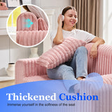 Hobestluk Couch Sofa 2-Seater Foam Sofa Loveseat for Small Spaces Comfy Sofas with Removable Cover Furry Couch with Pillows for Living Room, Bedroom, Apartment, Office (Pink, Loveseat) Hobestluk