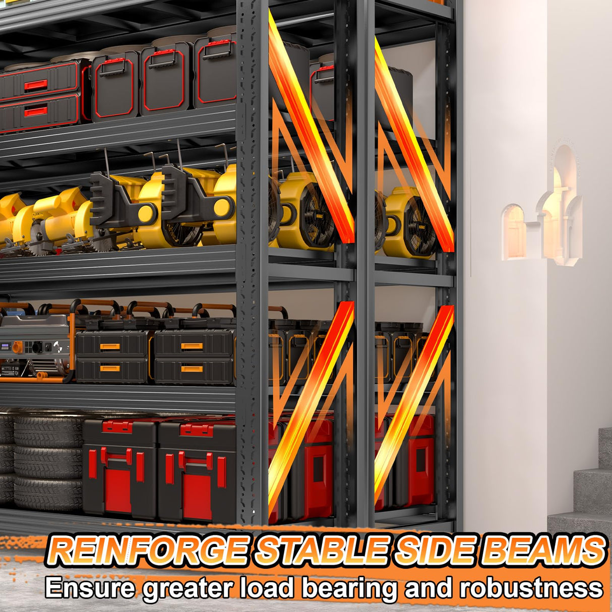 63" W Heavy Duty Garage Shelving, 6000LBS Garage Storage Shelves Industrial Shelving Unit, 5 Tier Adjustable Metal Shelving for Basement, Shop, Warehouse, 63" W x 24" D x 71" H Umeiga