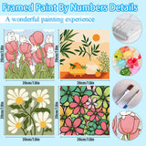 UMOART Framed Paint by Numbers for Kids - 4Pack Flowers Paint by Numbers for Kids Ages 4-8-12, Paint by Number Kits on Canvas, DIY Landscape Oil Painting Acrylic Kits for Home Decor 8x8in UMOART