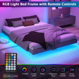 Floating Queen Bed Frame with LED Lights & Under-Bed Storage by RVONOW RVONOW