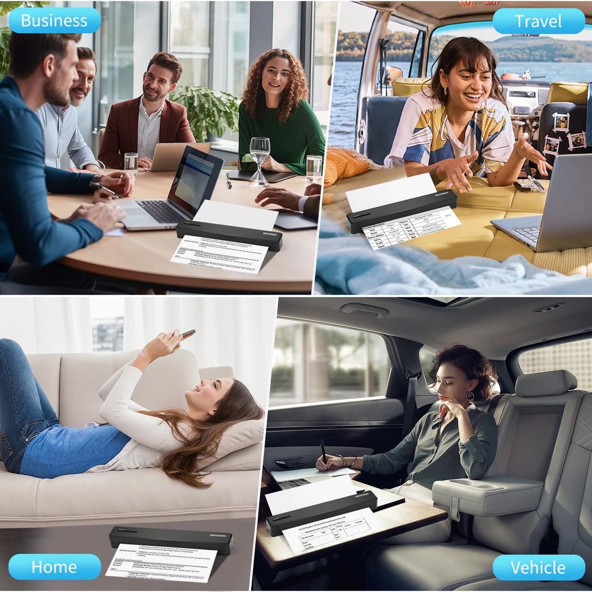 Portable Printer,Portable Printers Wireless for Travel,with 10pcs Folded Thermal Paper,Inkless Thermal Bluetooth Small Printer Support 8.5" X 11" US Letter&Legal,A4&,A5,Compatible with Android,iOS WXHOWXH