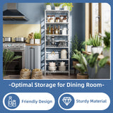 HITNET Bookshelf, 6-Tier Tall Bookcase Freestanding Bamboo Book Shelf Bathroom Storage Organizer with Adjustable Shelves, White HITNET