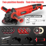 SHALL Angle Grinder Tool 7.5Amp 4-1/2 Inch, 6-Variable-Speed Grinders Power Tools, Electric Metal Grinder 12000 RPM w/ 2 Safety Guards, Cutting Wheels, Flap Discs, Non-Slip Handle for Metal/Wood SHALL