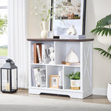 Farmhouse 5 Cube Bookshelf, White Storage Organizer Bookcase, Kids Toy Storage Cabinet, Small Bookshelves Storage Organizer Shelf, Wood Display Cabinet Book Shelves for Bedroom,Living Room,Office FFBCFDK