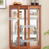 CKEASEAN Lighted Curio Cabinet, 52" H Glass Display Cabinet with Adjustable Shelves, China Cabinet with Tempered Glass Doors for Living Room, Light Blub Included (Dark Oak) CKEASEAN