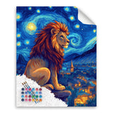 Cawpom Starry Night Animal Paint by Number, Lion Paint by Numbers Kit for Adults, Lions Acrylic Painting, Wild Animals Poster for Home Wall Art(16x20inch, No Frame) Cawpom
