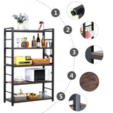 NAIYUFA 5-Tiers Bakers Rack,Microwave Oven Stand with Shelves,5 Tier Utility Storage Shelf with 5 Hooks,Multifunctional Shelf for Kitchen,Bathroom,Livingroom,Storehouse... NAIYUFA