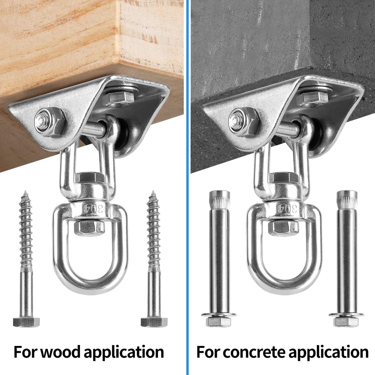 Hammock Hanging Kit, Huazu Hammock Chair Hanging Kit 360° Rotating 1000 lb Capacity Heavy Duty, for Swing, Chair, Yoga, Playground, Multiple Indoor Outdoor Gym Huazu