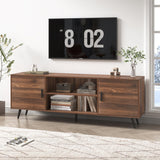 AUXSOUL 70 Inch Mid Century Modern TV Stand for 75 Inch TV, Wood TV Stand with Storage, Entertainment Center for Living Room Bedroom, TV Media Console, Walnut AUXSOUL
