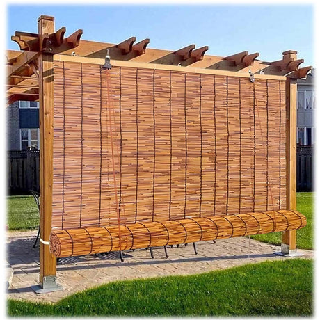 Cordless Bamboo Blinds , Waterproof Bamboo Roller Shades For Porch, Patio & Interior Windows Outdoor Blackout Roll Up Curtain Privacy Screen Custom Size Window Blinds 48" 60" 64" 66" 72" 80"(80"W x 48 WoodArtSupply