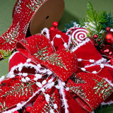 LaRibbons Red Christmas Ribbon Wired, 2.5 Inch x 10 Yard Snowy Red Christmas Tree Ribbon for Gift Wrapping, Christmas Tree Decoration, Crafts Wreath LaRibbons