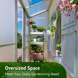 Showellgard 6x2ft Lean-to Polycarbonate Greenhouse, Small Walk-in Greenhouse, with Adjustable Roof Vent, Rain Gutter and Sliding Door, Outdoor Greenhouse for Terrace, Backyard GreenHouse 6'x2' Showellgard