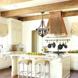 5-Light Farmhouse Wood Chandeliers for Dining Room, Adjustable Height Hanging Rustic Geometric Light Fixture for Kitchen Island Foyer Entryway Living Room Klgxnrd